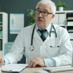 Arzt im Gespräch mit einem Patienten in der Praxis